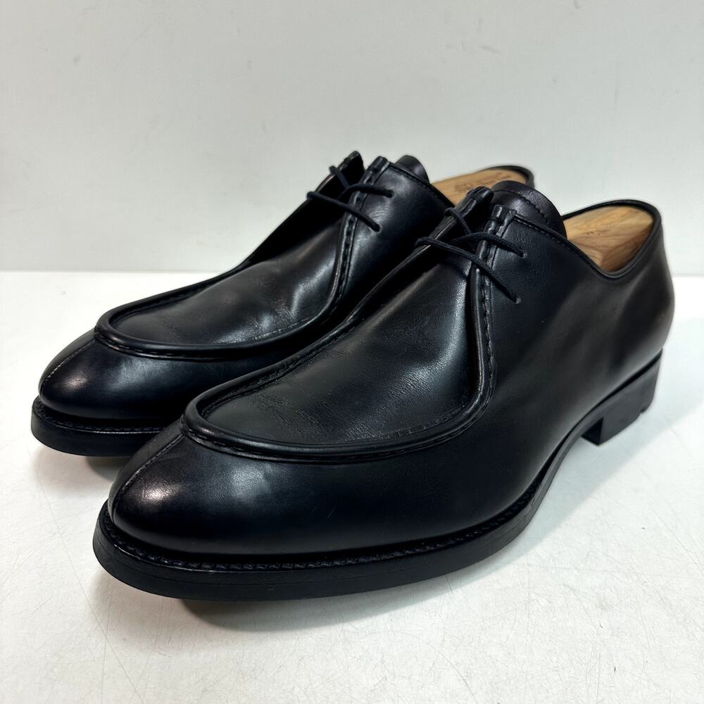 EUC Prada Tyrolean Derby Brushed Leather Split Toe Laced Black Italy 10 Wide EE